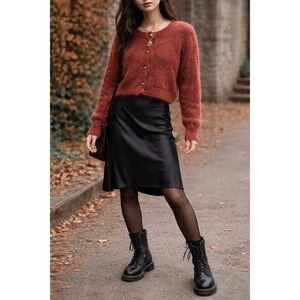 United Colors of Benetton Vintage Mohair Cardigan Burgundy Made in Italy L BOHO